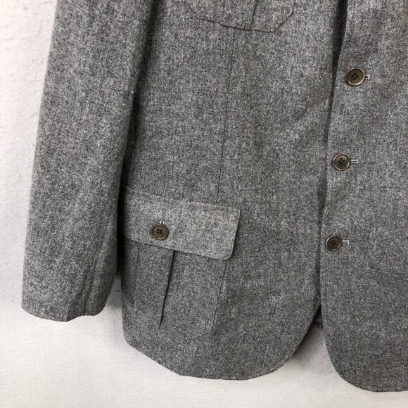 Calvin Klein Blazer Mens 44R Wool Blend Military 4 Pocket Button Jacket Utility - Picture 3 of 16